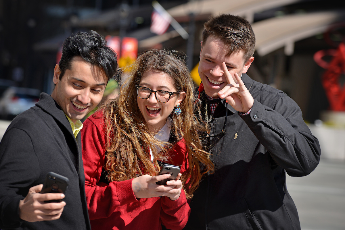 NC State students visiting downtown